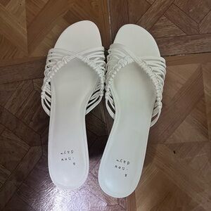 a new day White Braided Slide Mules